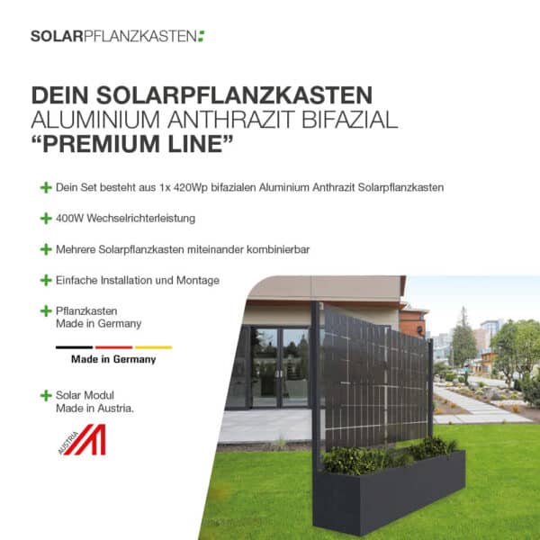 Solarpflanzkasten 420/400 Aluminium anthrazit bifazial "premium line" – Bild 3