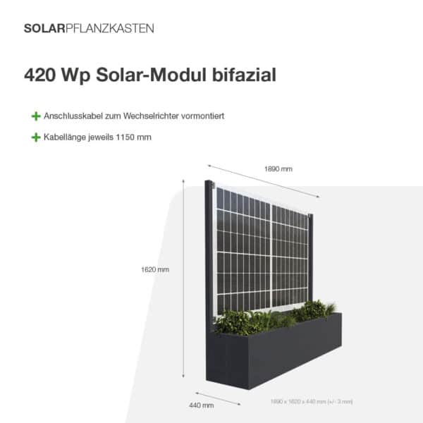 Solarpflanzkasten 420/400 Aluminium anthrazit bifazial "premium line" – Bild 5