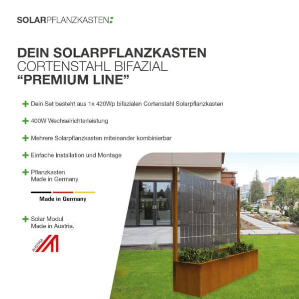 Solarpflanzkasten 420/400 Cortenstahl bifazial "premium line" – Bild 3