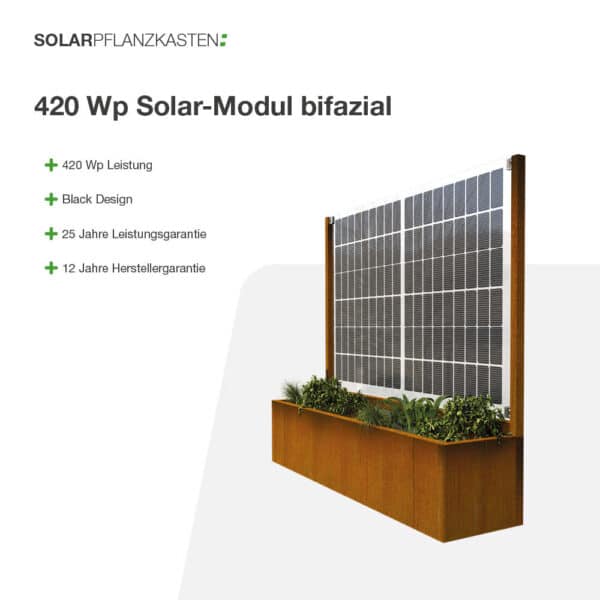 Solarpflanzkasten 420/400 Cortenstahl bifazial "premium line" – Bild 4