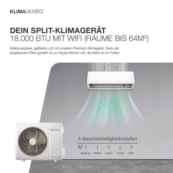 Split-Klimagerät 18.000 BTU mit Wifi (Räume bis 64m²) – Bild 6