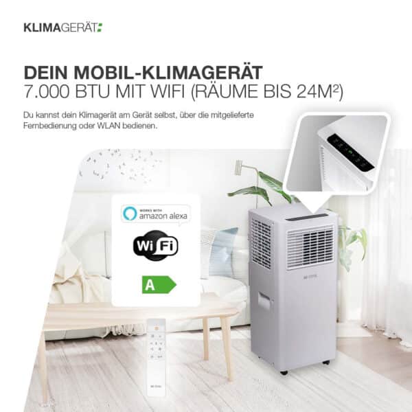 Mobil-Klimagerät 7.000 BTU mit Wifi (Räume bis 24m²) – Bild 4