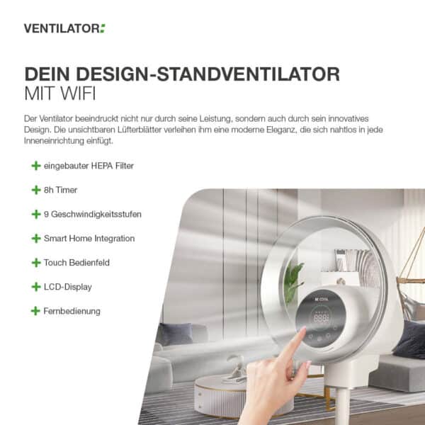 Design-Standventilator mit Wifi – Bild 3