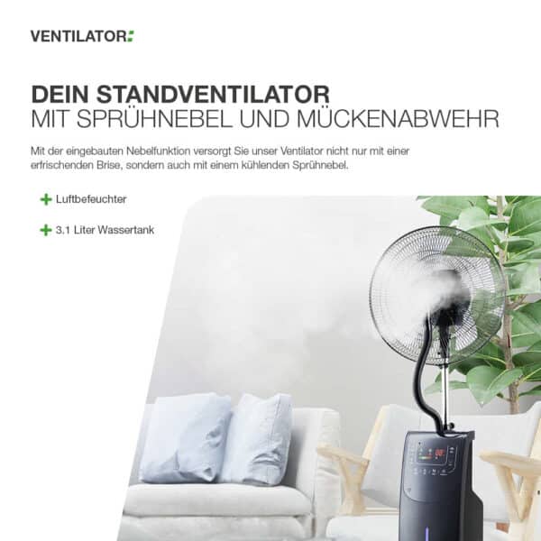 Standventilator mit Sprühnebel und Mückenabwehr – Bild 4