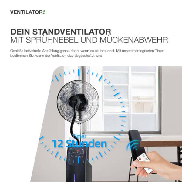 Standventilator mit Sprühnebel und Mückenabwehr – Bild 5