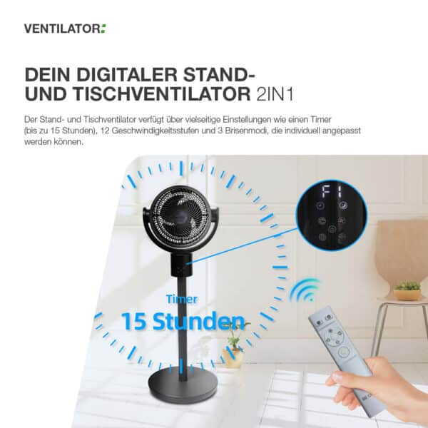 Digitaler Stand- und Tischventilator 2in1 – Bild 5