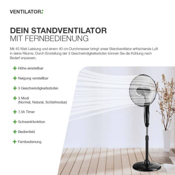 Standventilator mit Fernbedienung – Bild 3