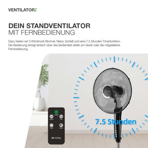 Standventilator mit Fernbedienung – Bild 4