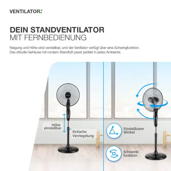 Standventilator mit Fernbedienung – Bild 5