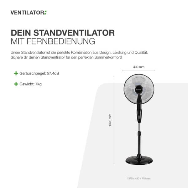 Standventilator mit Fernbedienung – Bild 6