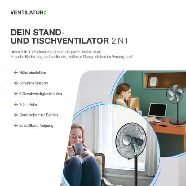 Stand- und Tischventilator 2in1 – Bild 3