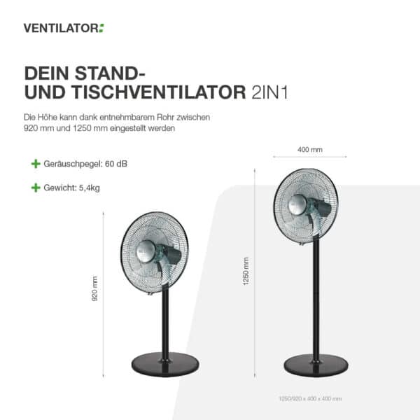 Stand- und Tischventilator 2in1 – Bild 5