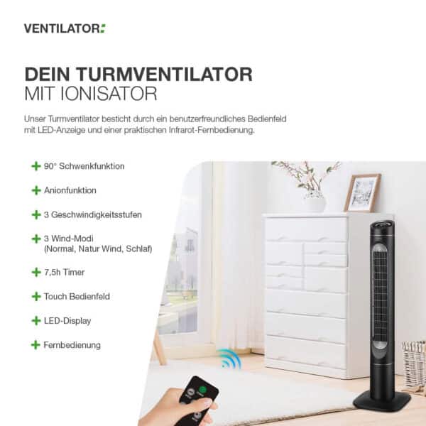 Turmventilator mit Ionisator – Bild 3