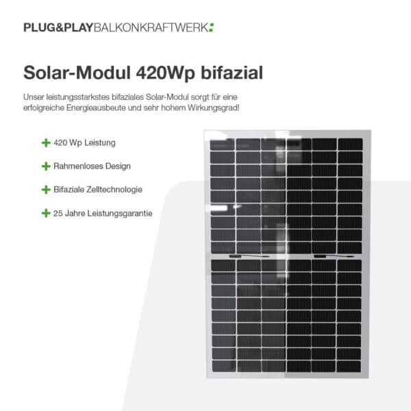 Solar-Modul 420Wp bifazial rahmenlos – Bild 3