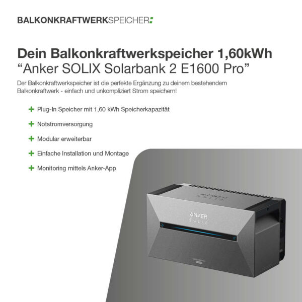 13100 Balkonkraftwerkspeicher 1,60kwh “anker Solix Solarbank 2 E1600 Pro” 03