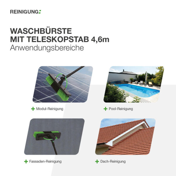 10053 Waschbürste Mit Teleskopstab 4,6m Inkl Nano Molekularer Photovoltaikreiniger 1 Lt 5% Verdünnung 05